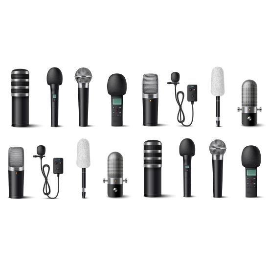 Professional microphones collection for vocals and instruments