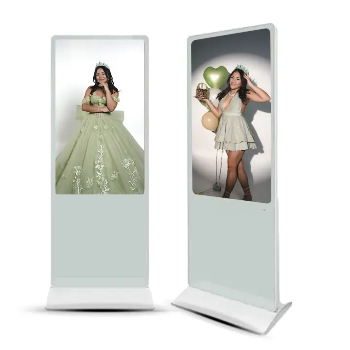Standing vertical LED white display screen for professional presentations